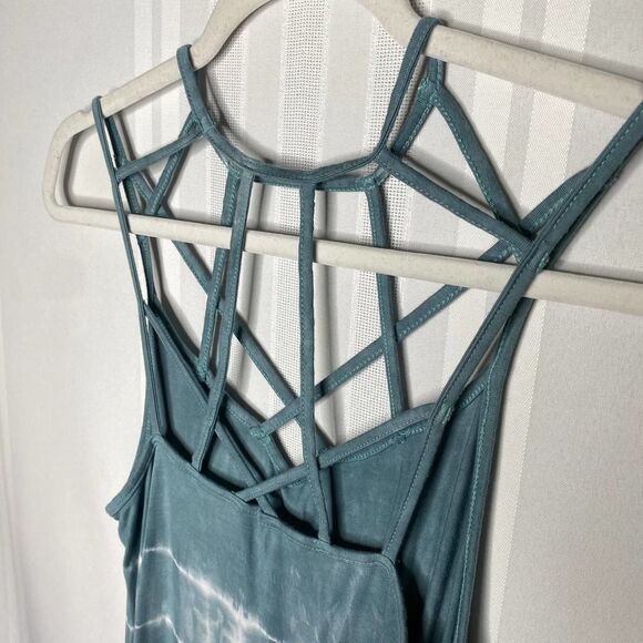 American Eagle Soft & Sexy Cage Neck Tie-Dye Tank Top Small Blue White Women's - Picture 6 of 9